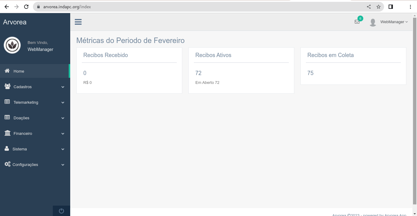 Arvorea - Sistema para ONGs - Screenshot 1