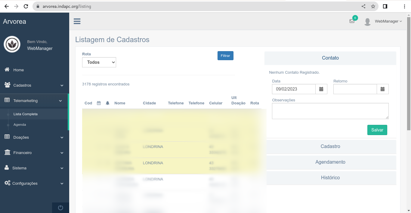Arvorea - Sistema para ONGs - Screenshot 3